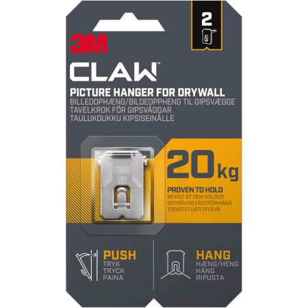 3M CLAW Tavelkrok Gipsvägg 20kg 2-pack